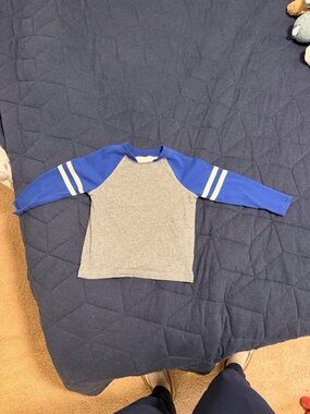 Hanna Andersson Grey Body with Blue Raglan Long-Sleeve Tee